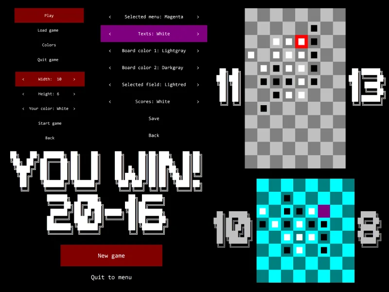 Reversi board game screenshot